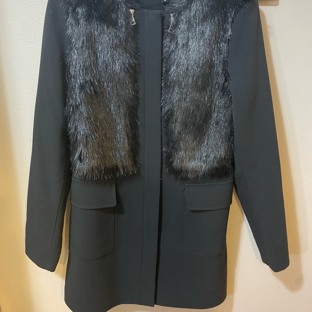 Elegant Black Faux Fur Women's Coat